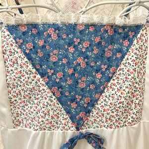 Vintage long nightgown dress ivory flowers bodice